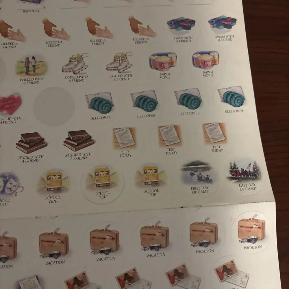 American Girl Calendar Stickers From 1998 Year Calendar